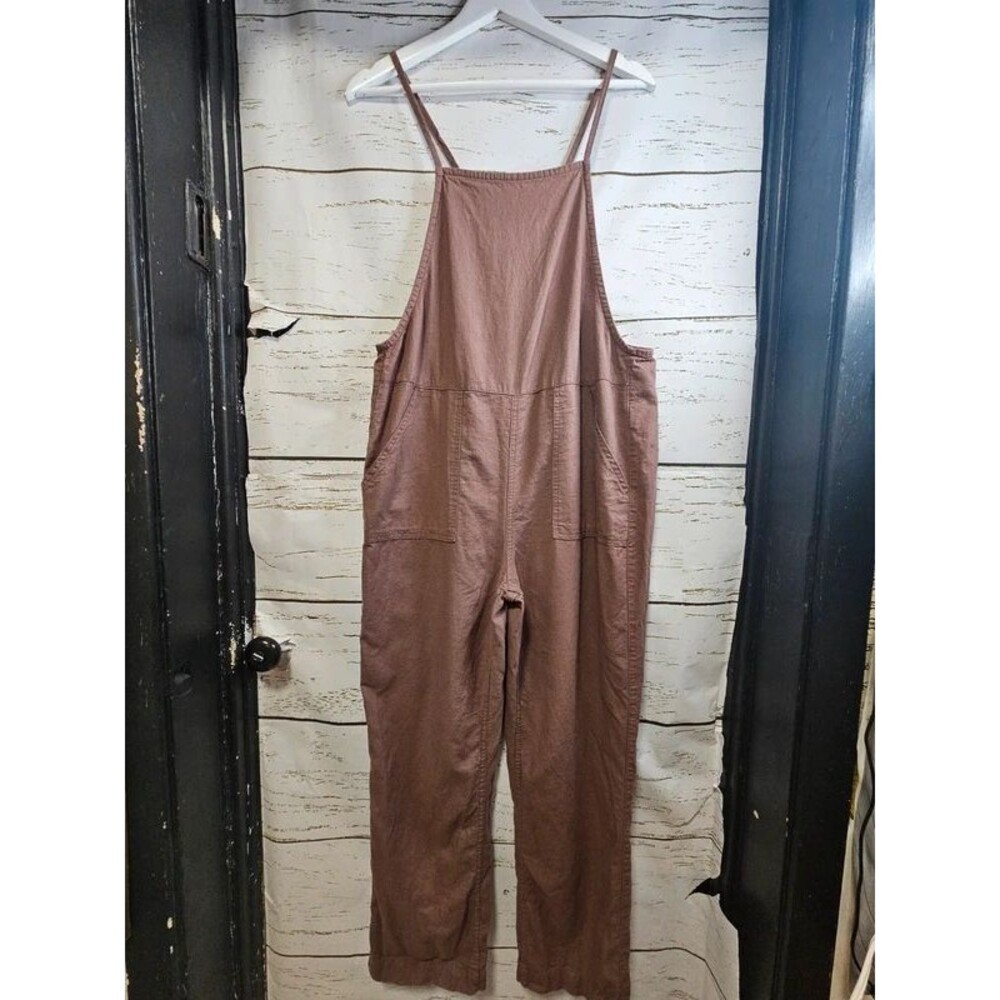 Urban Outfitters Brown Linen Blend Overalls Jumpsuit M